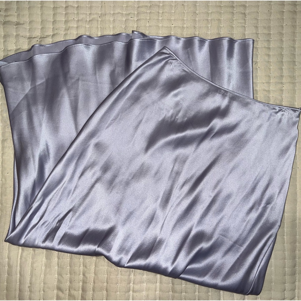 lavender silk midi skirt